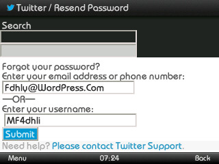 Tampilan Resend Password Twitter Di Hp