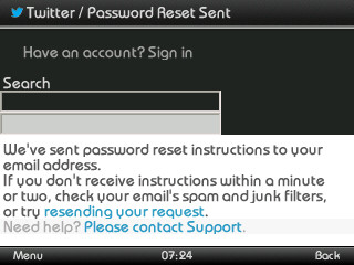 Tampilan Password Reset Sent