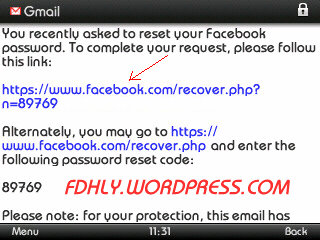 Facebook# Klik Link Dalam Email